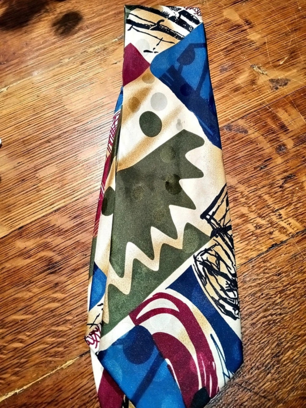 Abstract Print Scarf in Blue & Green Like New